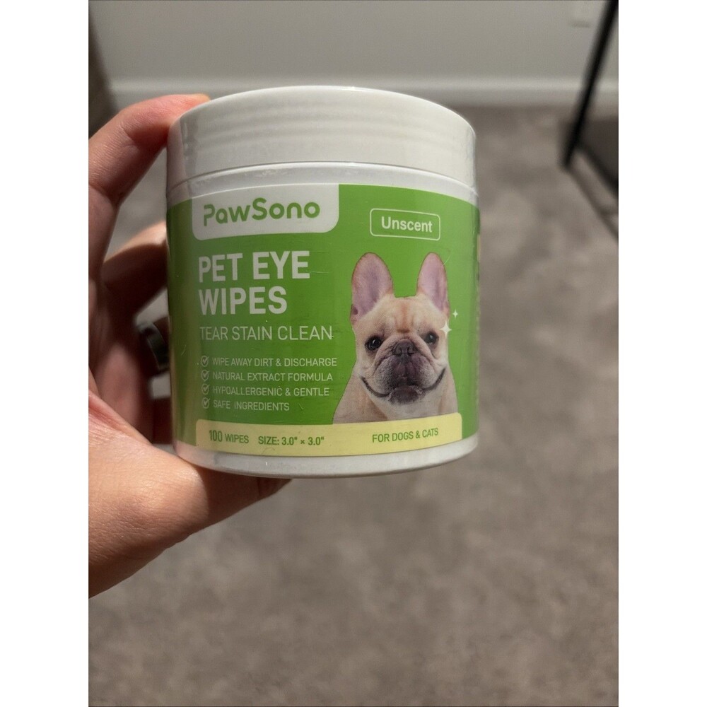 PawSono Unscented Pet Eye Wipes For Dogs & Cats , 100 Count
